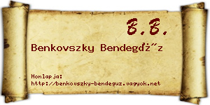 Benkovszky Bendegúz névjegykártya